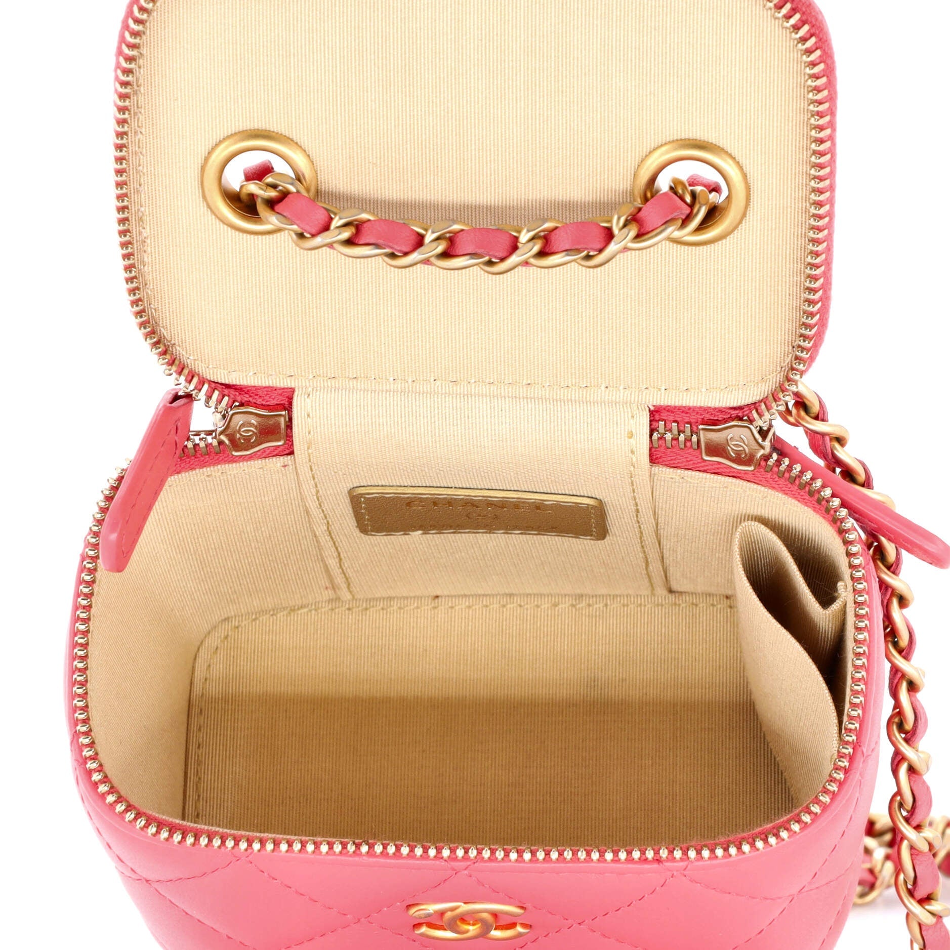 Pearl Crush Vanity Case with Chain Quilted Lambskin Mini