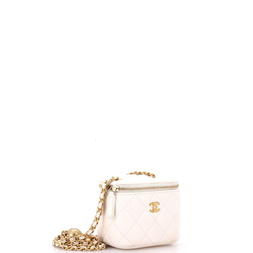 Pearl Crush Vanity Case with Chain Quilted Lambskin Mini