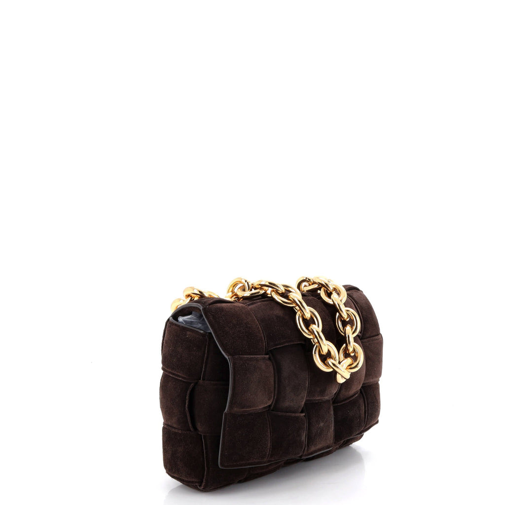 Cassette Chain Crossbody Bag Padded Maxi Intrecciato Suede