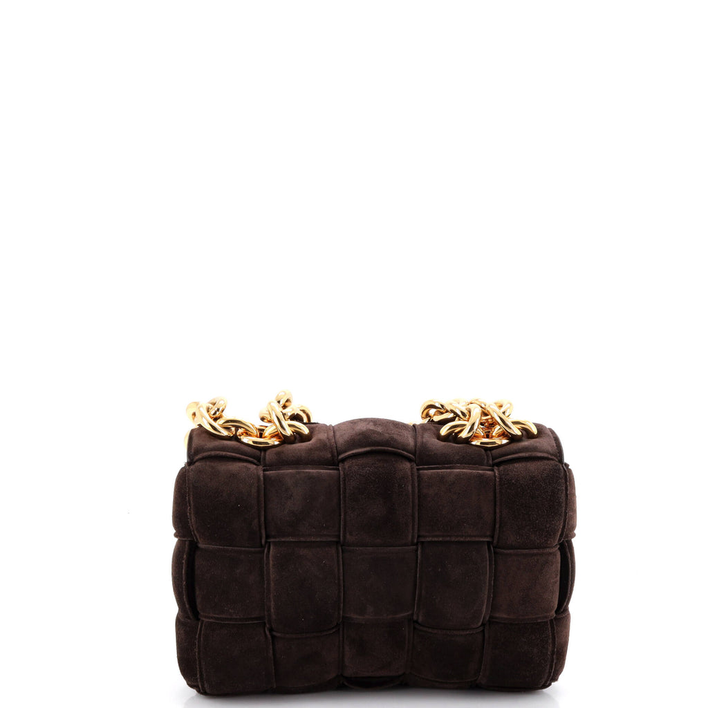 Cassette Chain Crossbody Bag Padded Maxi Intrecciato Suede