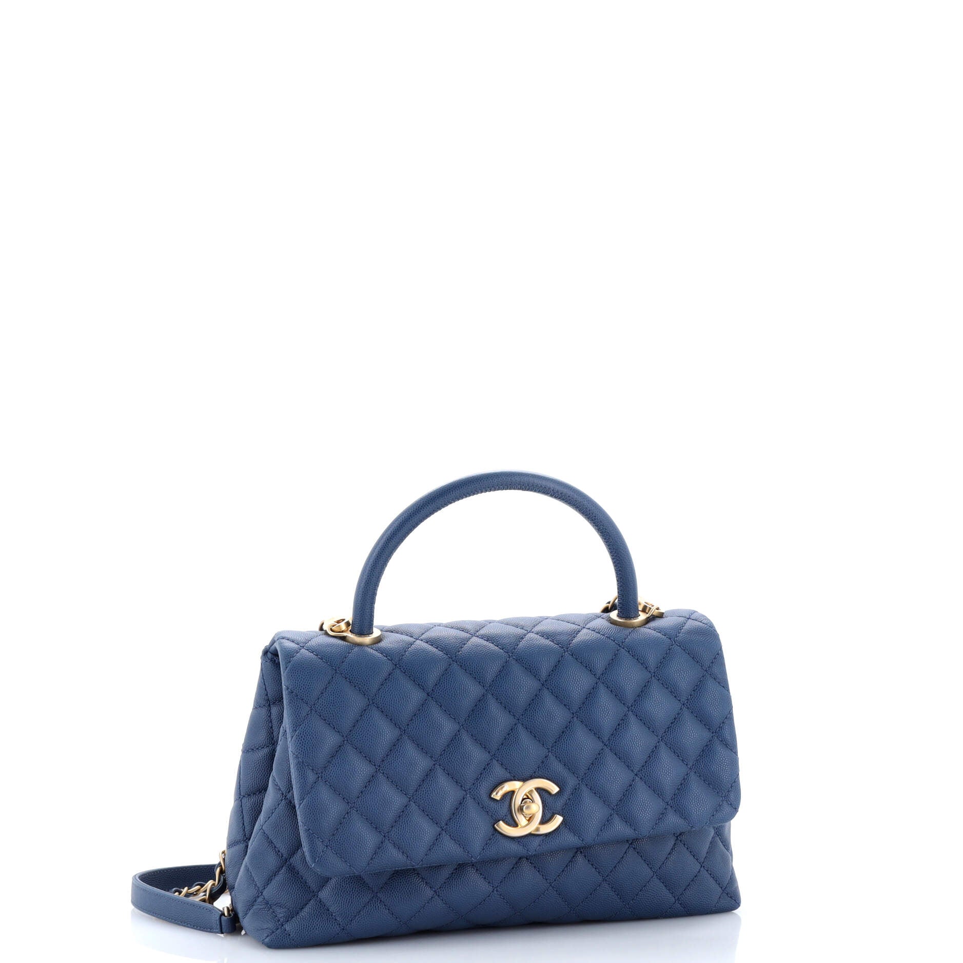Coco Top Handle Bag Quilted Caviar Small