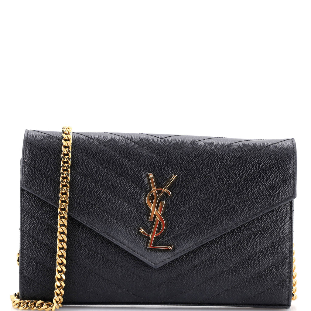 Classic Monogram Wallet on Chain Matelasse Chevron Leather Medium