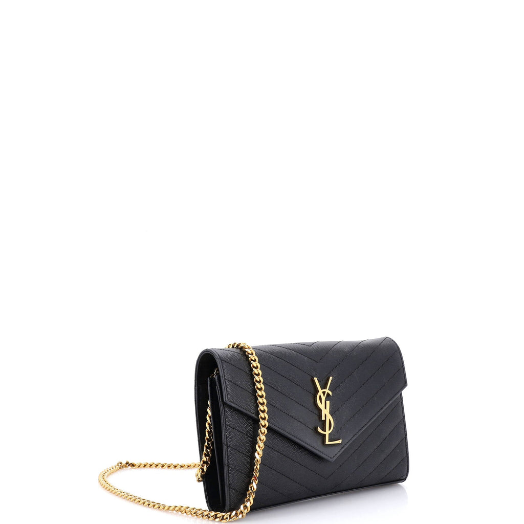 Classic Monogram Wallet on Chain Matelasse Chevron Leather Medium
