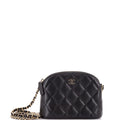 CC Dome Zip Clutch with Chain Quilted Caviar Mini