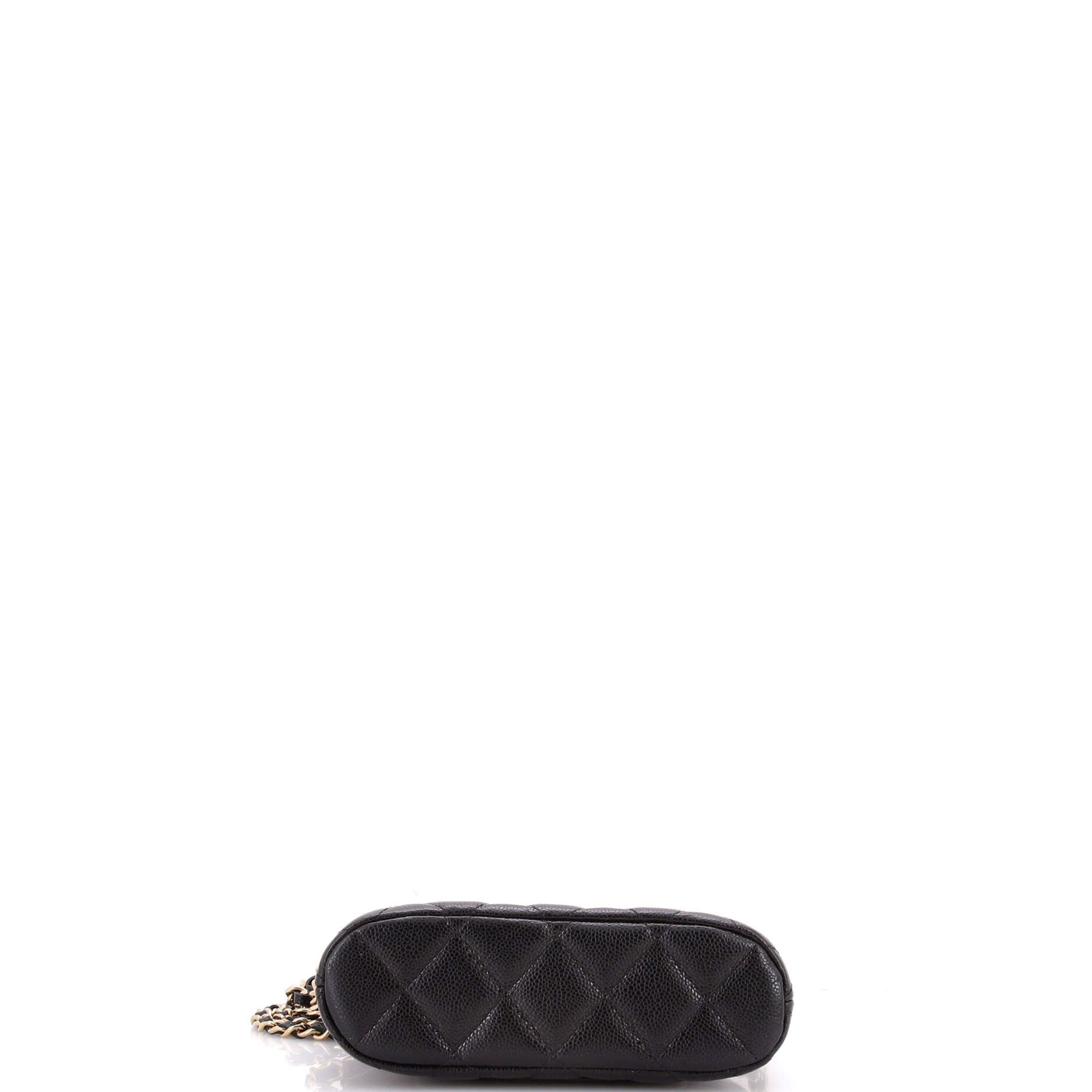 CC Dome Zip Clutch with Chain Quilted Caviar Mini