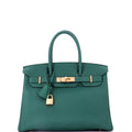 Birkin Handbag Malachite Togo with Gold Hardware 30