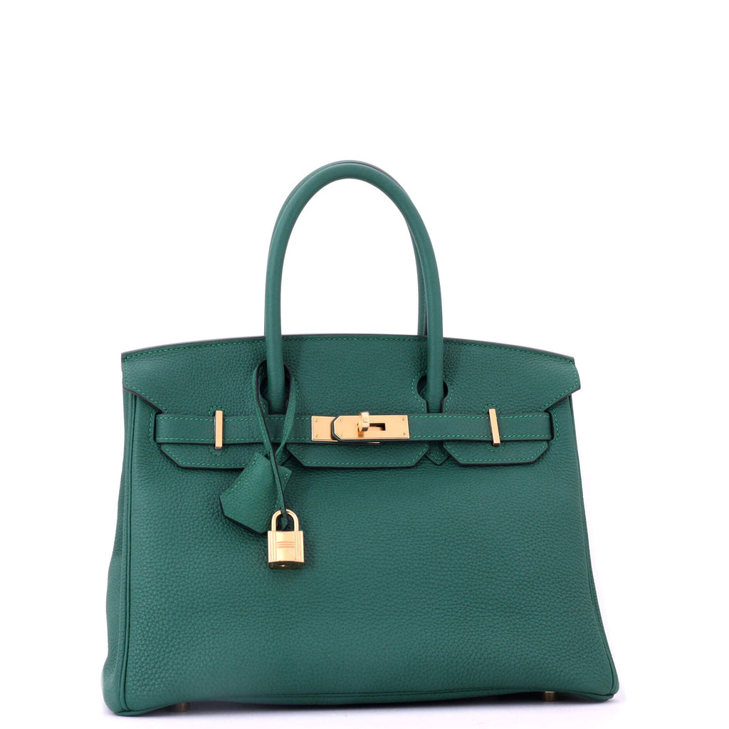 Birkin Handbag Malachite Togo with Gold Hardware 30