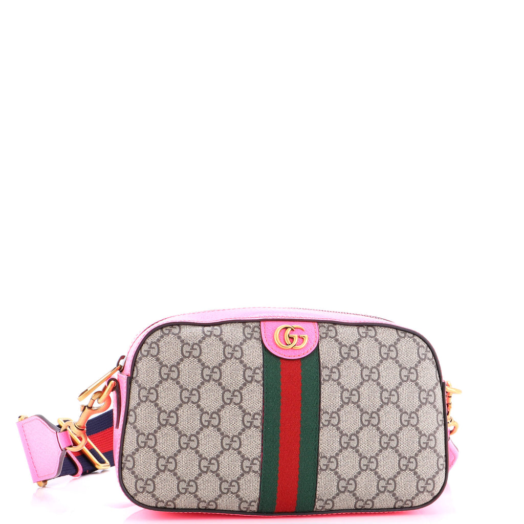 Ophidia Convertible Camera Bag GG Coated Canvas with Leather Small