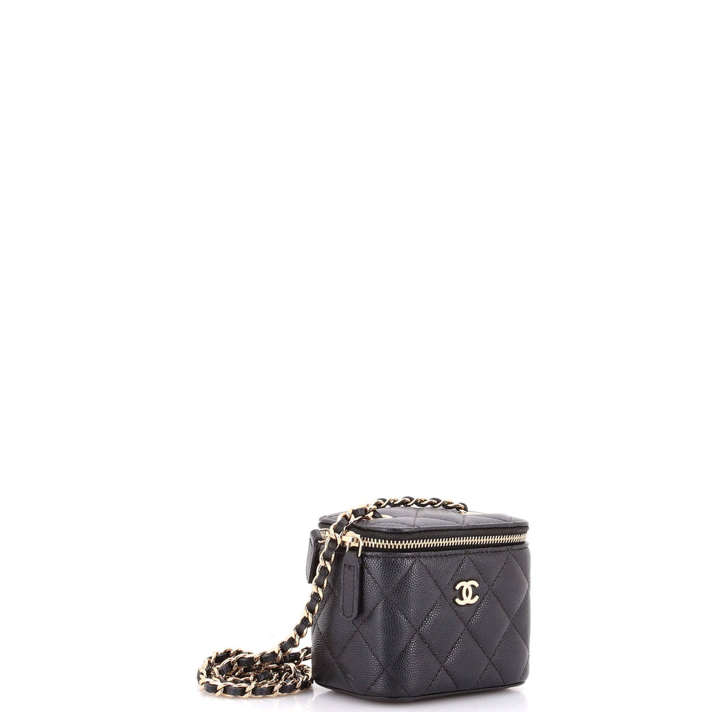 Classic Vanity Case with Chain Quilted Caviar Mini