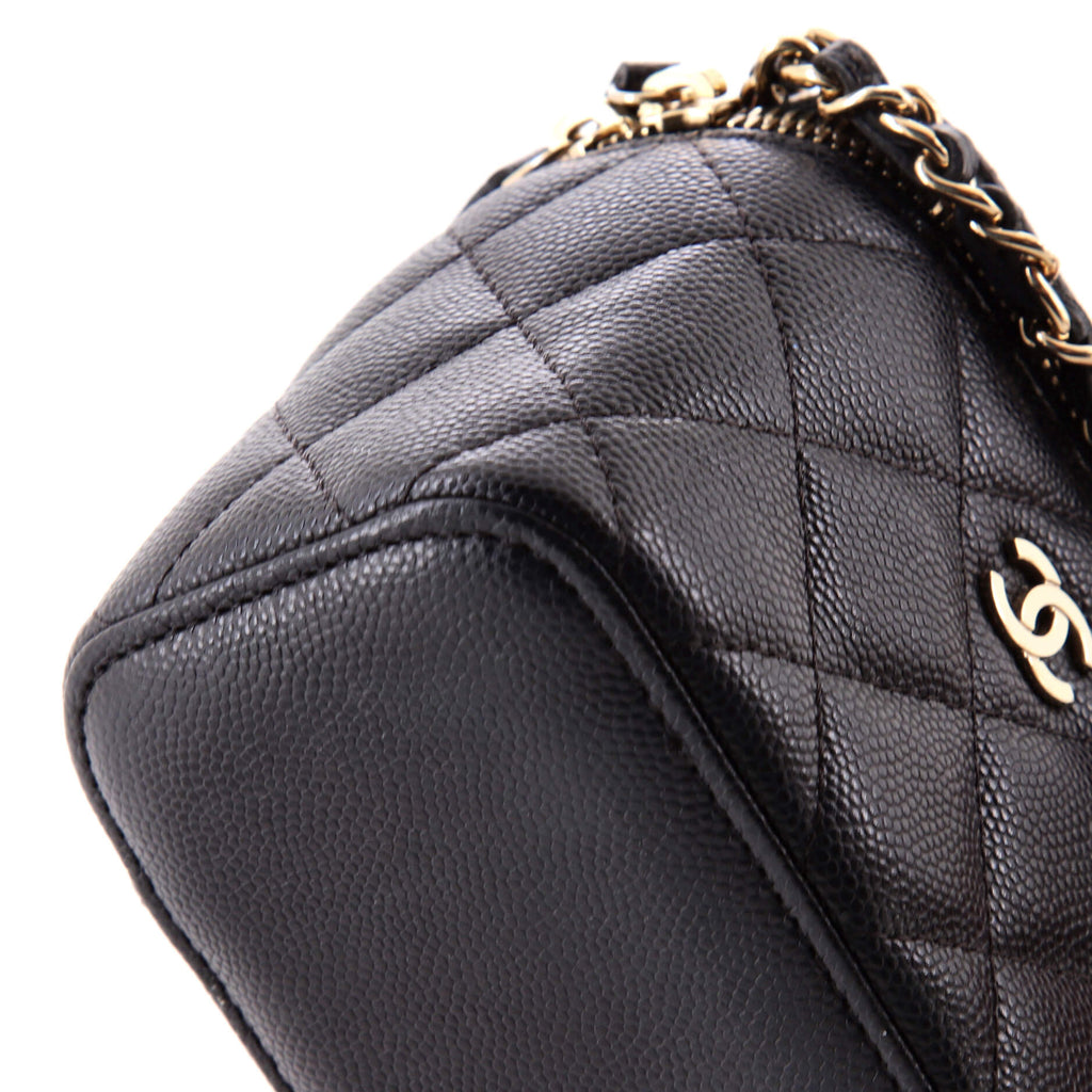 Classic Vanity Case with Chain Quilted Caviar Mini