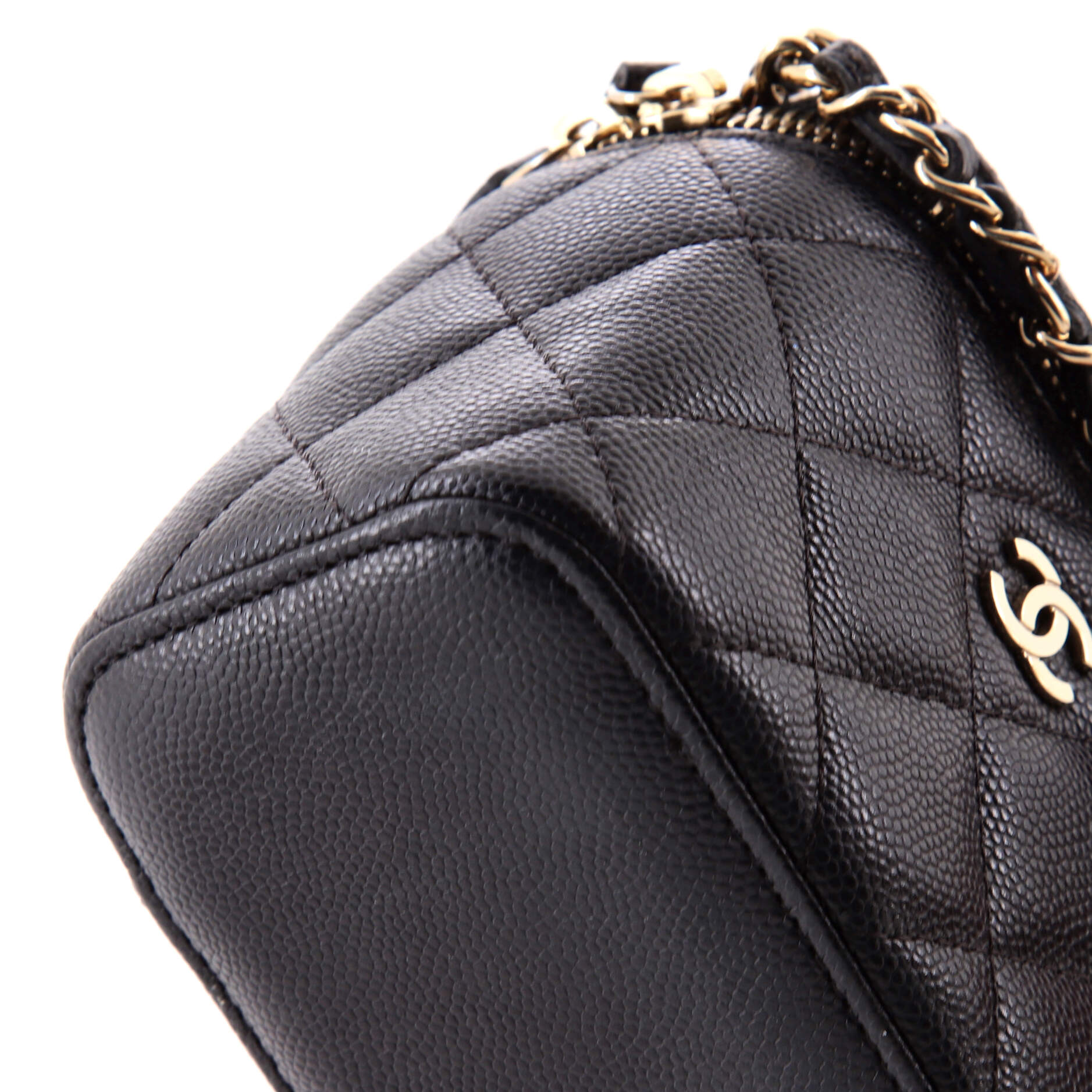 Classic Vanity Case with Chain Quilted Caviar Mini