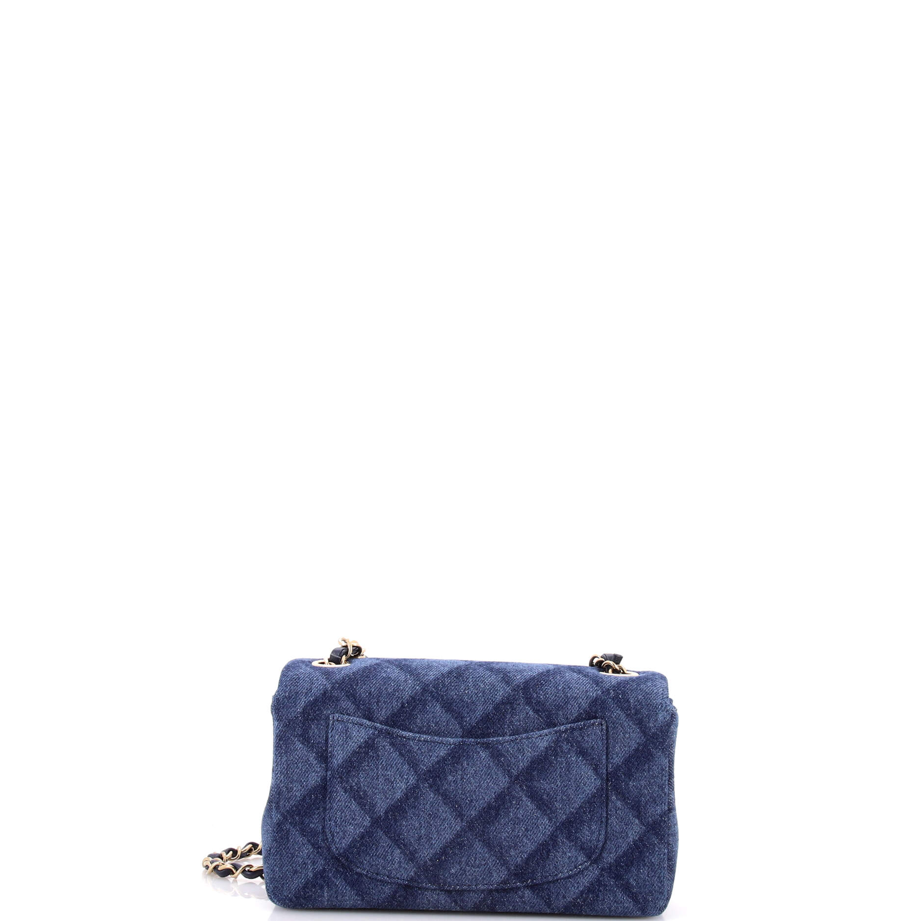 Classic Single Flap Bag 3D Quilt Printed Denim Mini