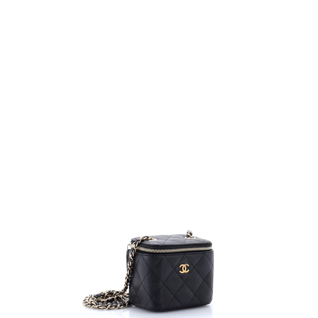 Classic Vanity Case with Chain Quilted Caviar Mini