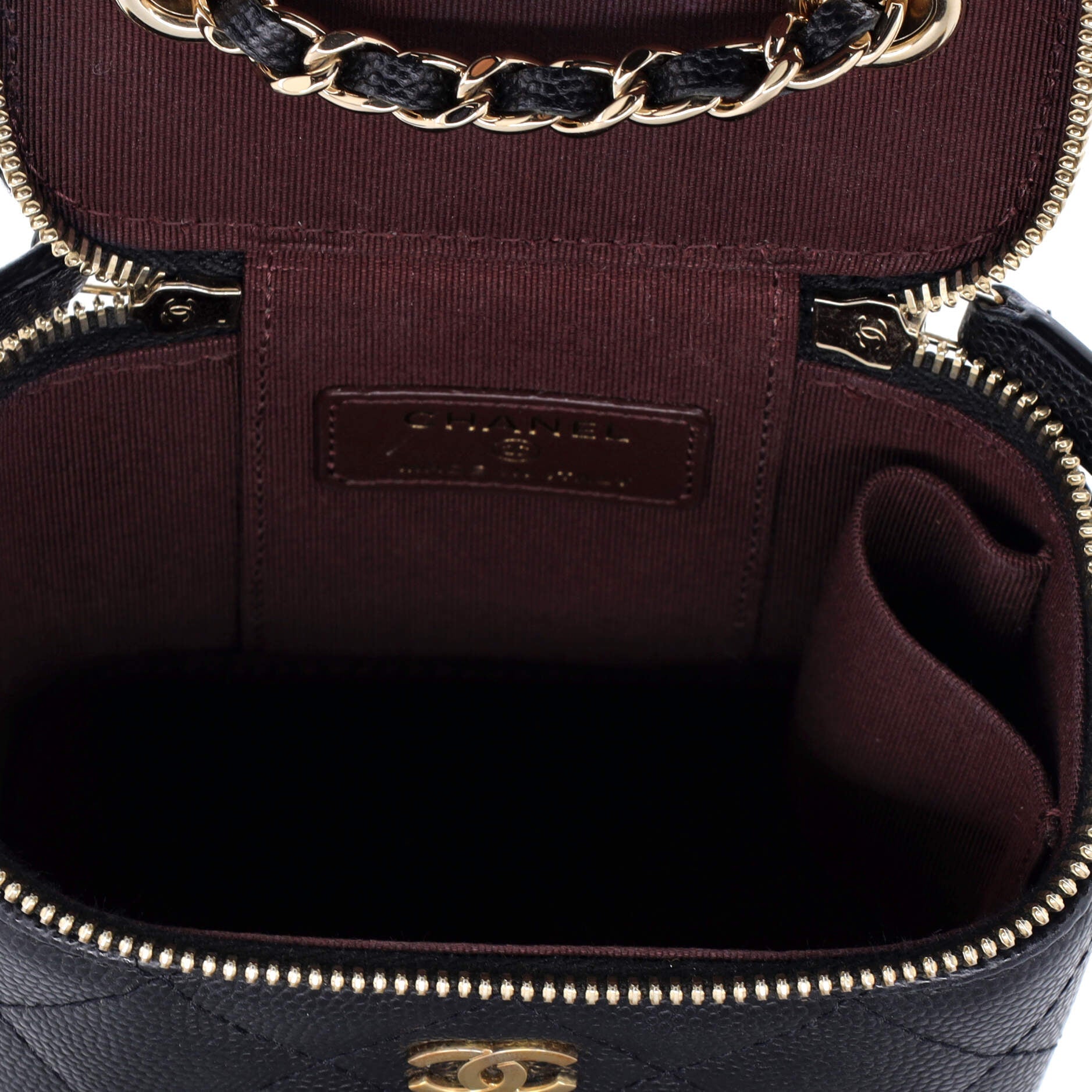 Classic Vanity Case with Chain Quilted Caviar Mini