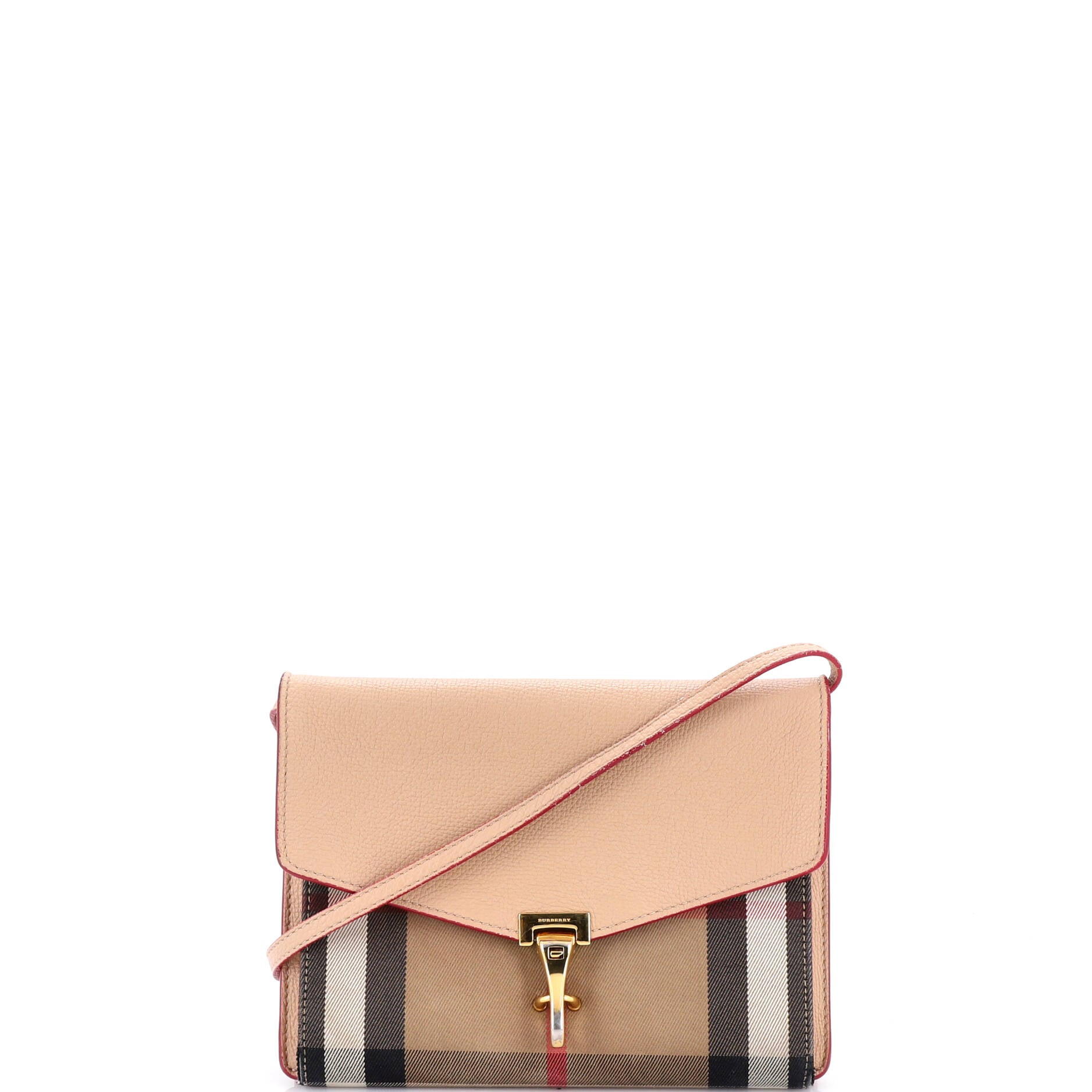 Macken Crossbody Bag Leather and House Check Canvas Small