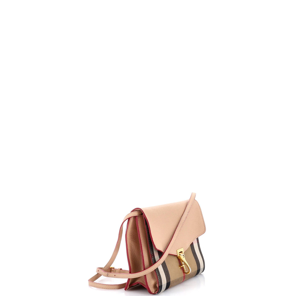 Macken Crossbody Bag Leather and House Check Canvas Small