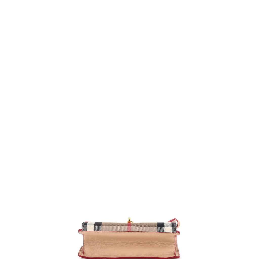 Macken Crossbody Bag Leather and House Check Canvas Small