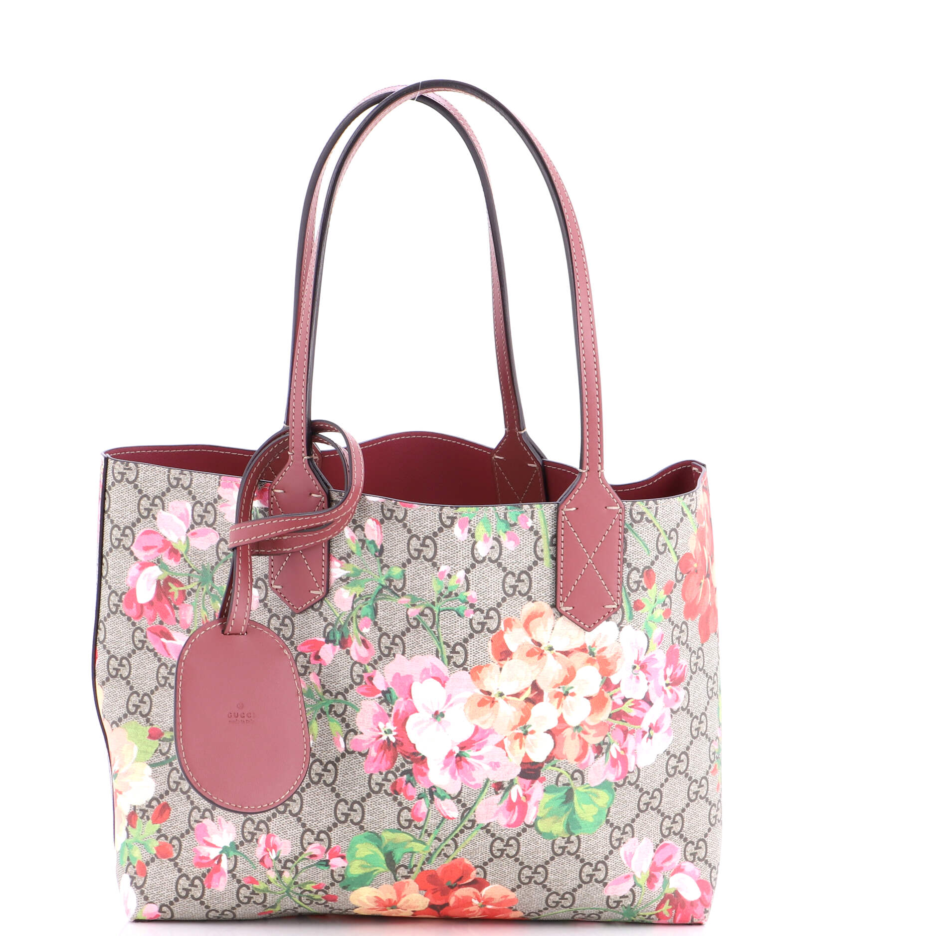 Reversible Tote Blooms GG Print Leather Small