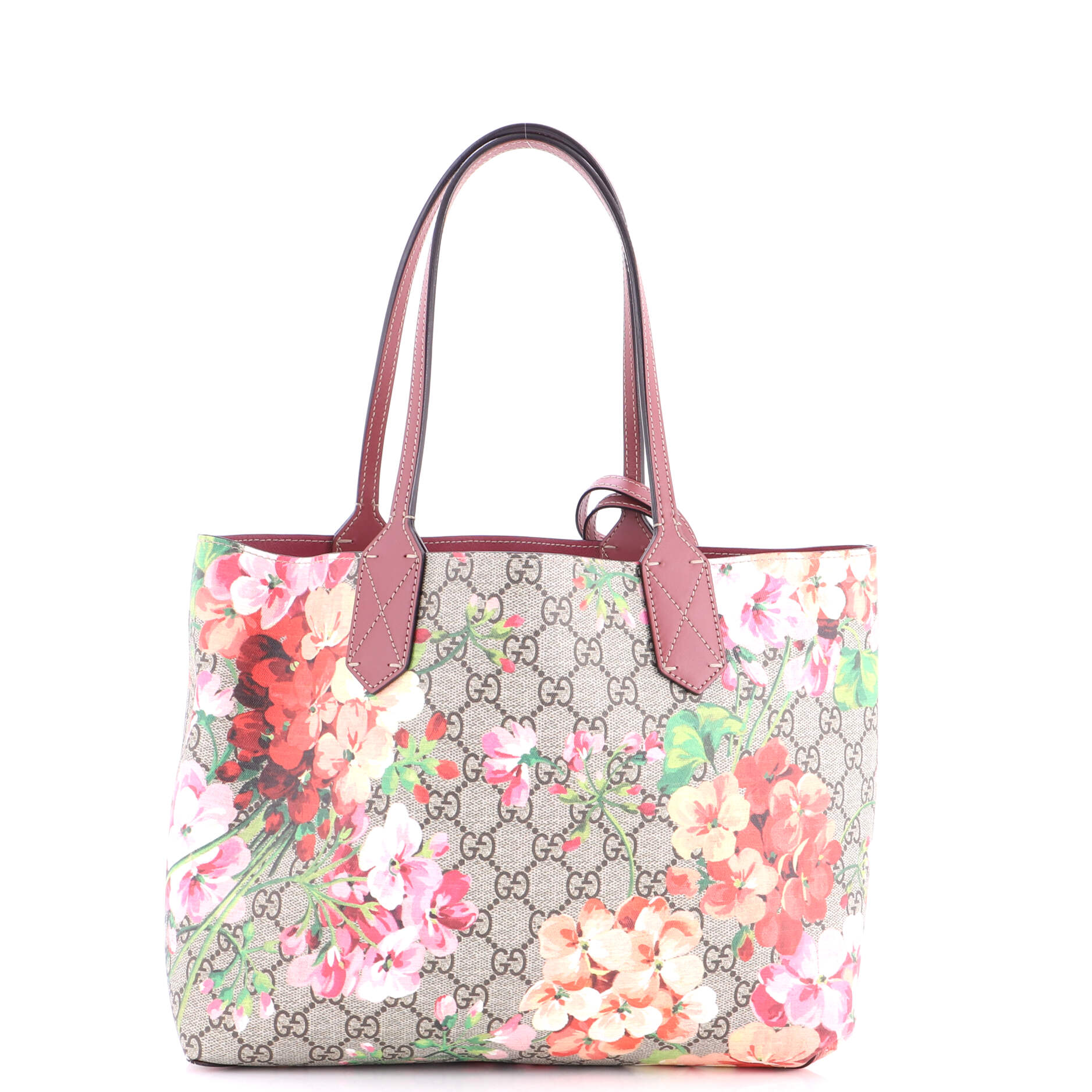 Reversible Tote Blooms GG Print Leather Small