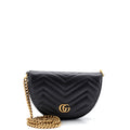GG Marmont Half Moon Flap Crossbody Bag Matelasse Leather Mini