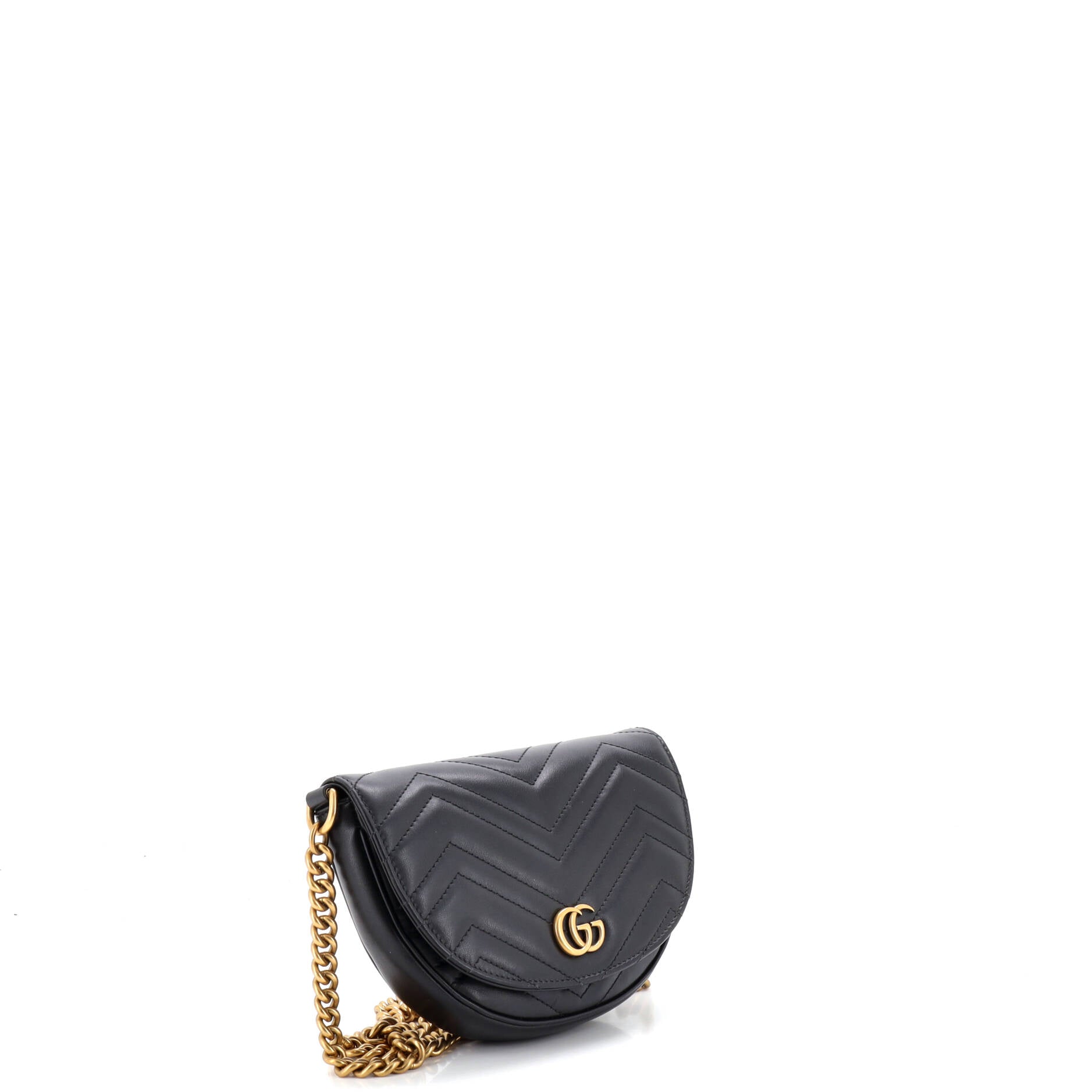 GG Marmont Half Moon Flap Crossbody Bag Matelasse Leather Mini