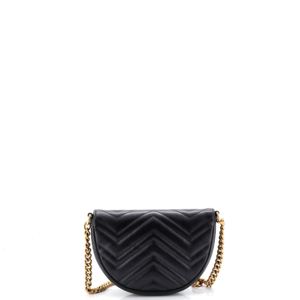 GG Marmont Half Moon Flap Crossbody Bag Matelasse Leather Mini