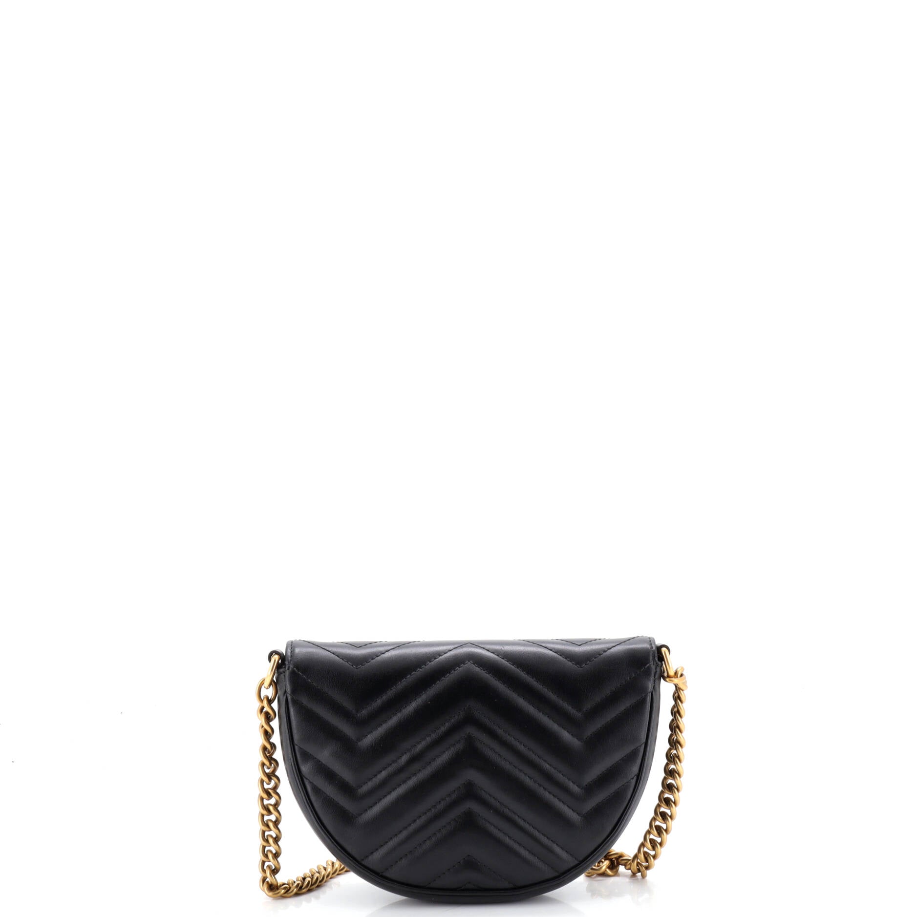 GG Marmont Half Moon Flap Crossbody Bag Matelasse Leather Mini