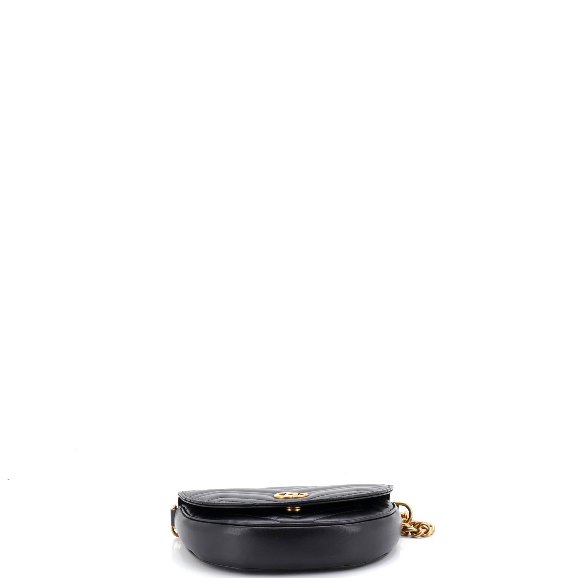 GG Marmont Half Moon Flap Crossbody Bag Matelasse Leather Mini