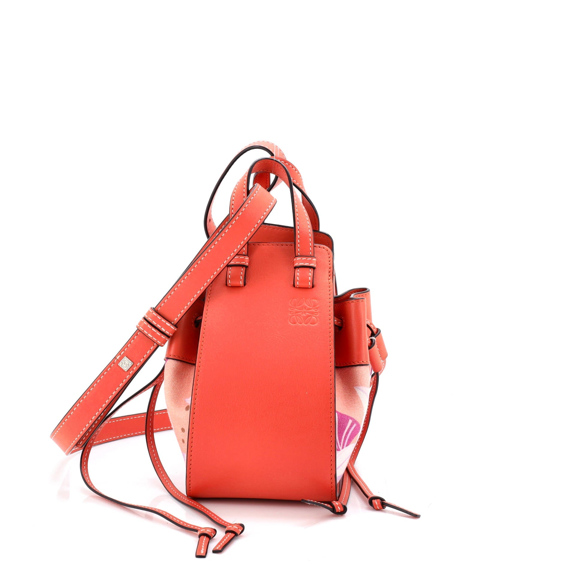 Hammock Bag Leather and Printed Canvas Mini
