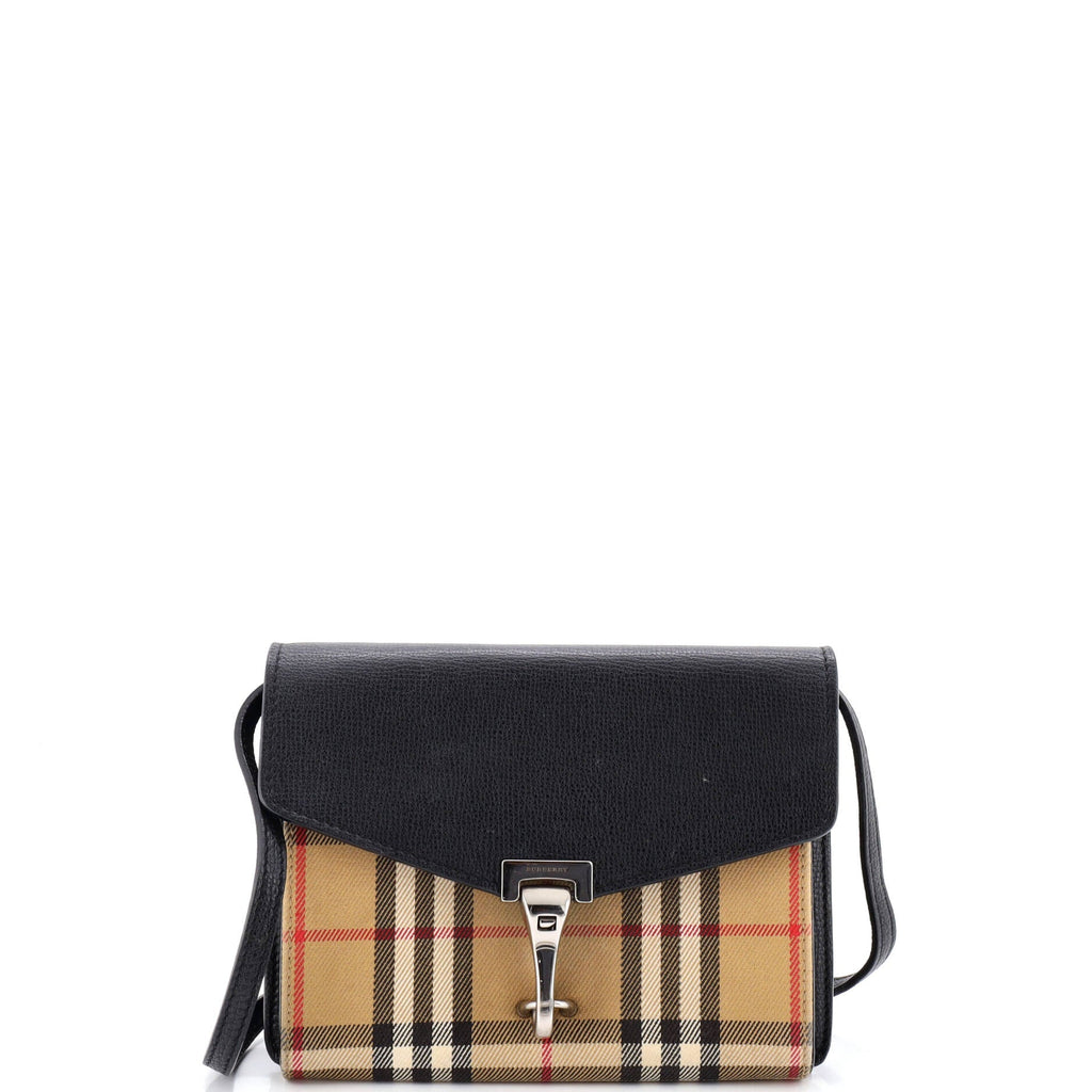 Macken Crossbody Bag Leather and Vintage Check Canvas Baby