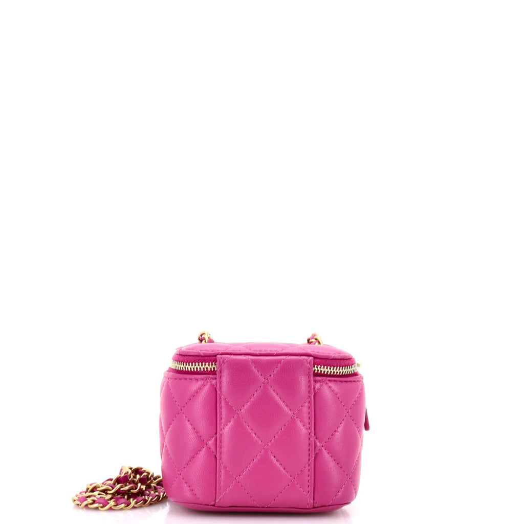 Pearl Crush Vanity Case with Chain Quilted Lambskin Mini