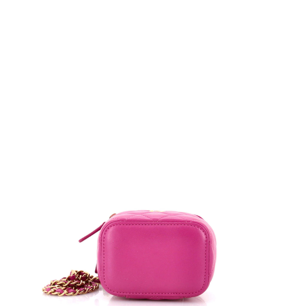 Pearl Crush Vanity Case with Chain Quilted Lambskin Mini