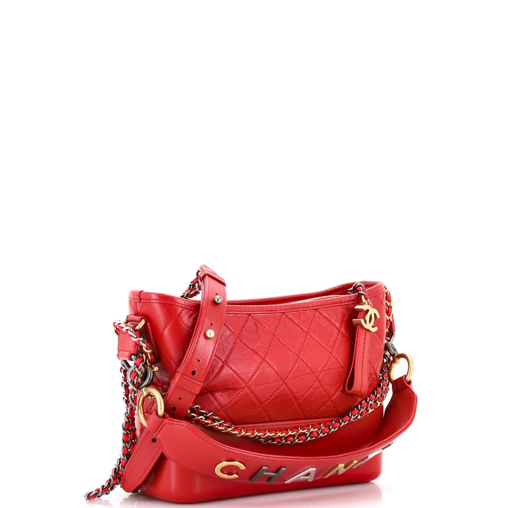 Gabrielle Hobo with Logo Handle Quilted Aged Calfskin Medium