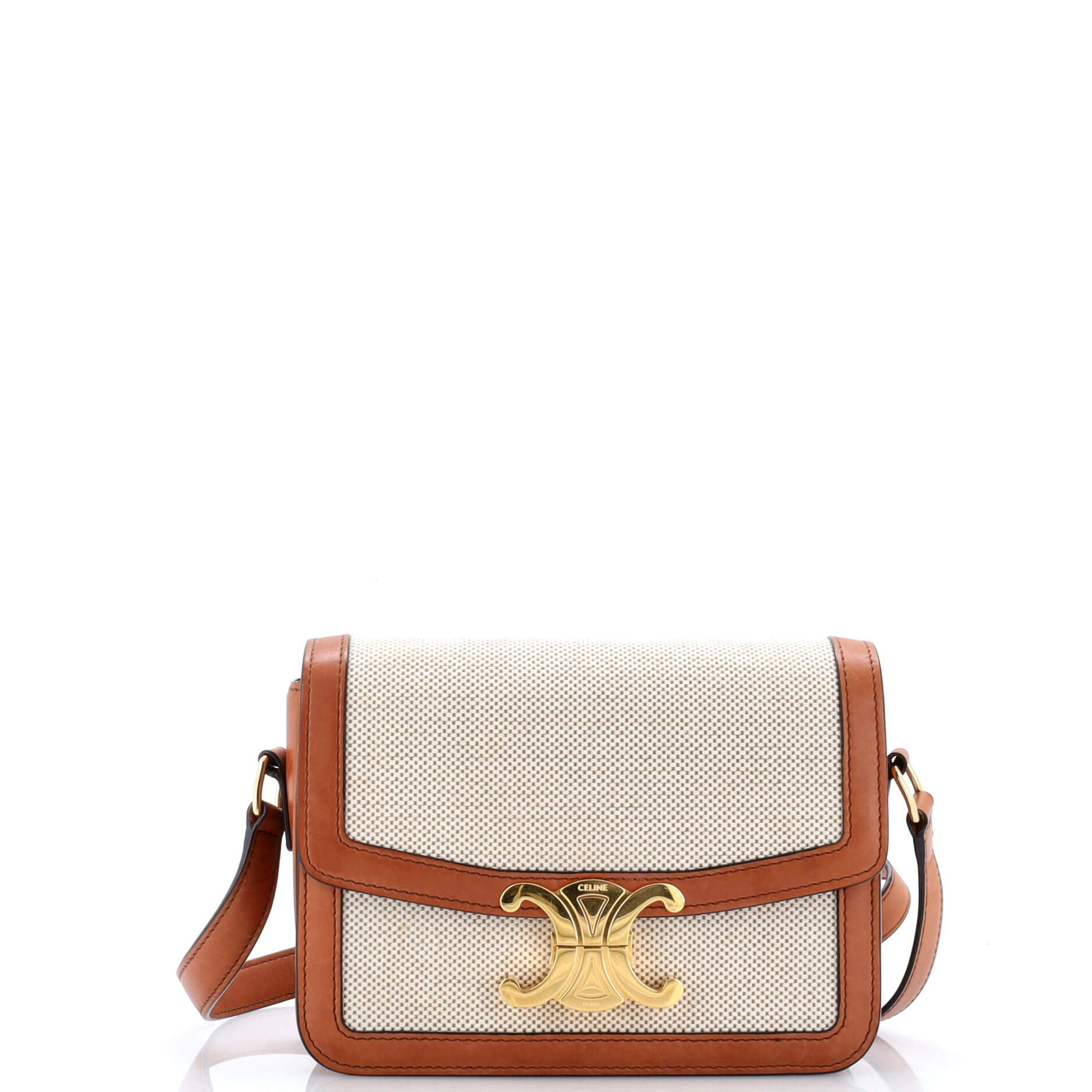 Triomphe Shoulder Bag Canvas with Leather Teen