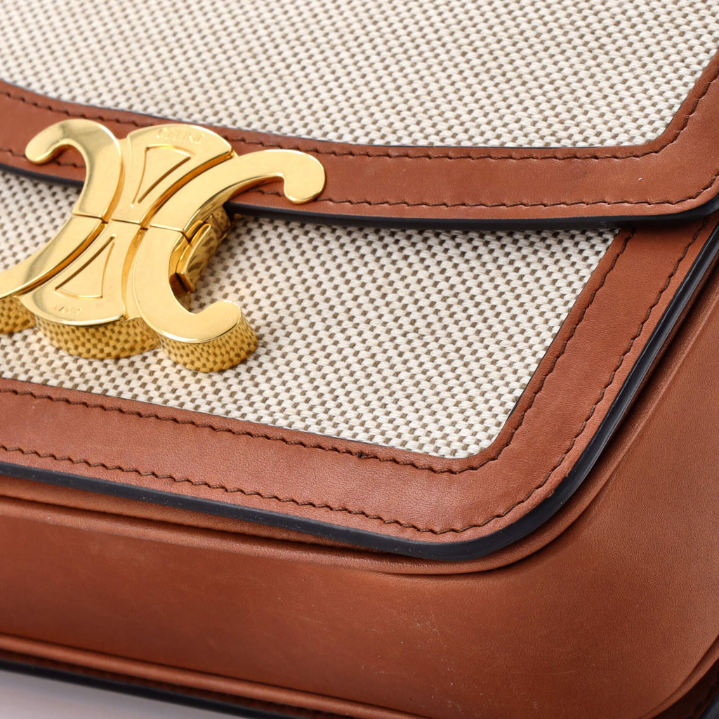 Triomphe Shoulder Bag Canvas with Leather Teen