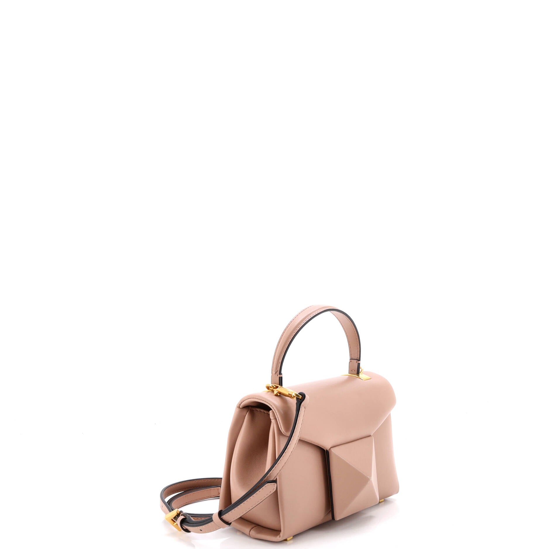 One Stud Top Handle Flap Bag Leather Mini