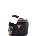 Camellia Bow Vanity Case with Chain Quilted Lambskin Mini