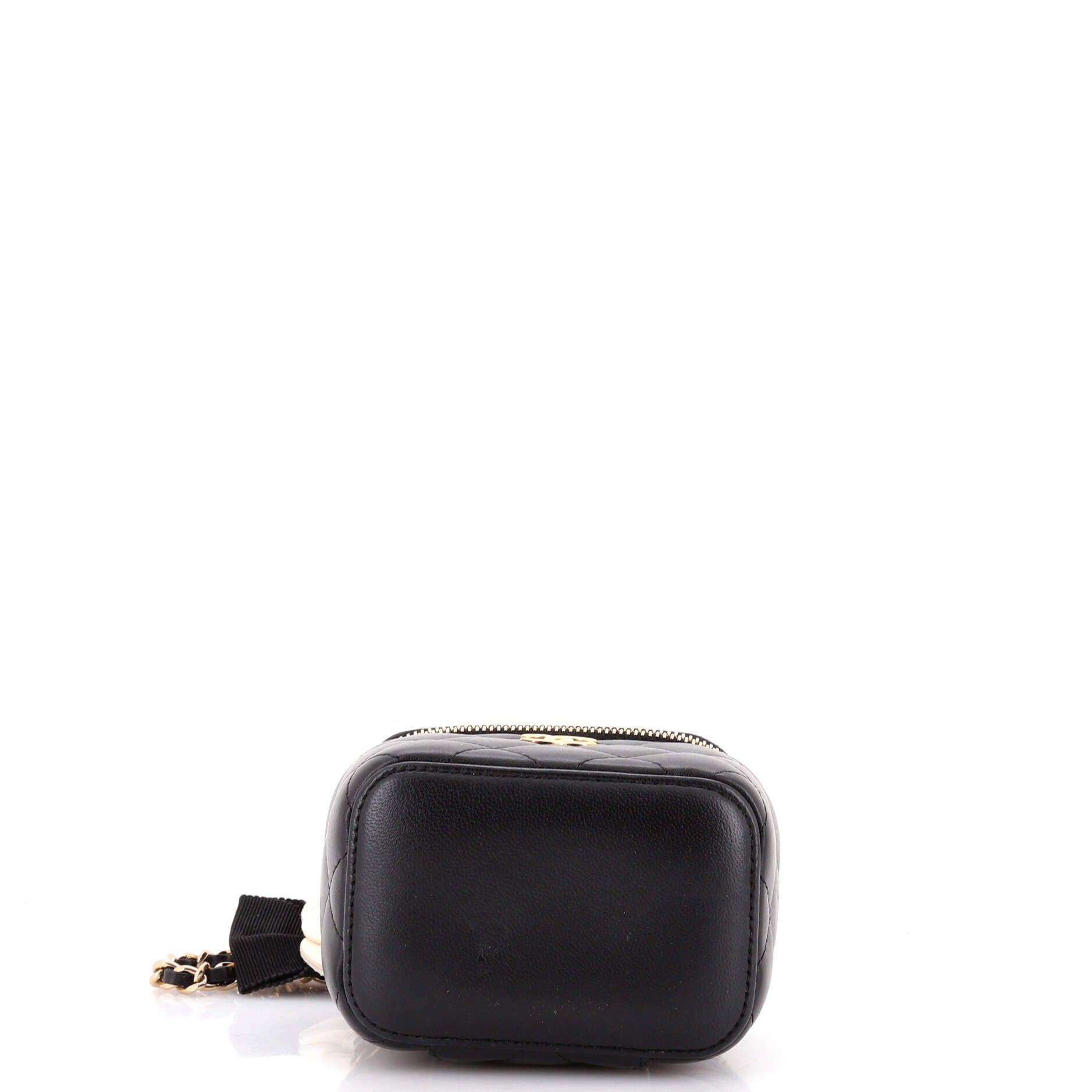 Camellia Bow Vanity Case with Chain Quilted Lambskin Mini
