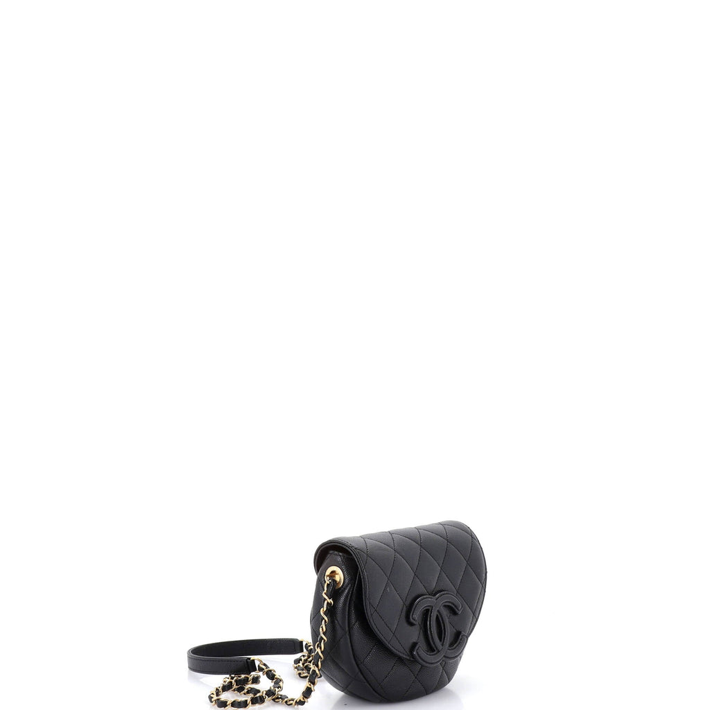 Timeless CC Curved Flap Messenger Bag Quilted Caviar Small