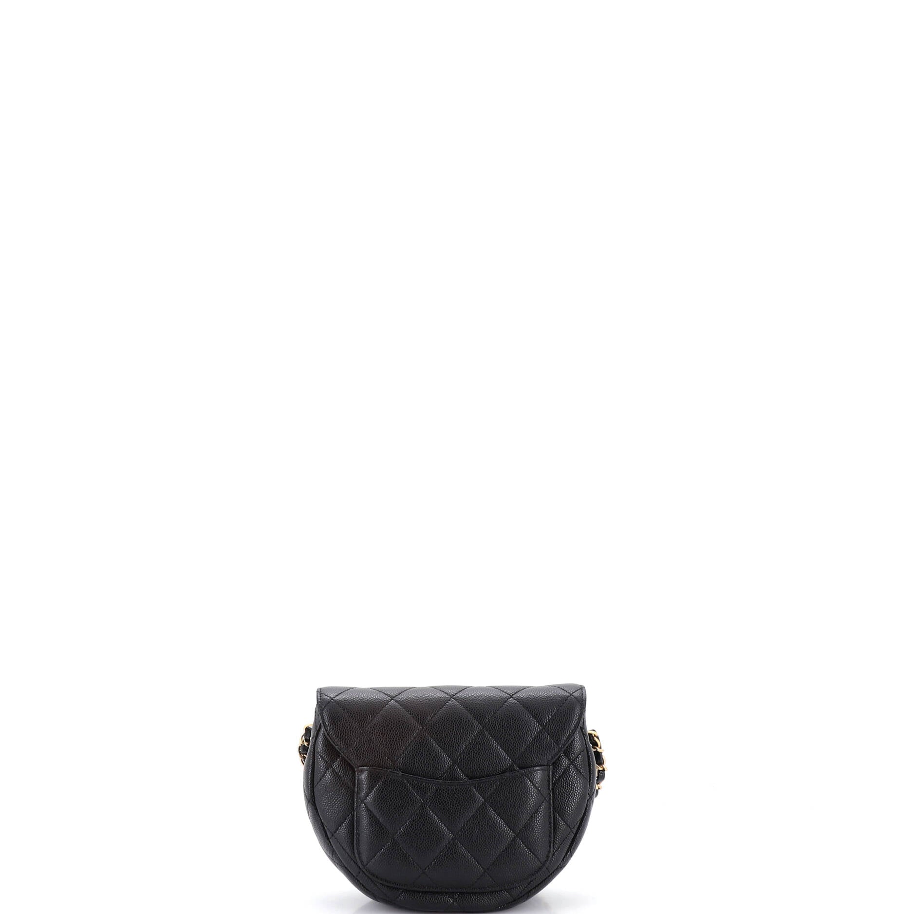Timeless CC Curved Flap Messenger Bag Quilted Caviar Small