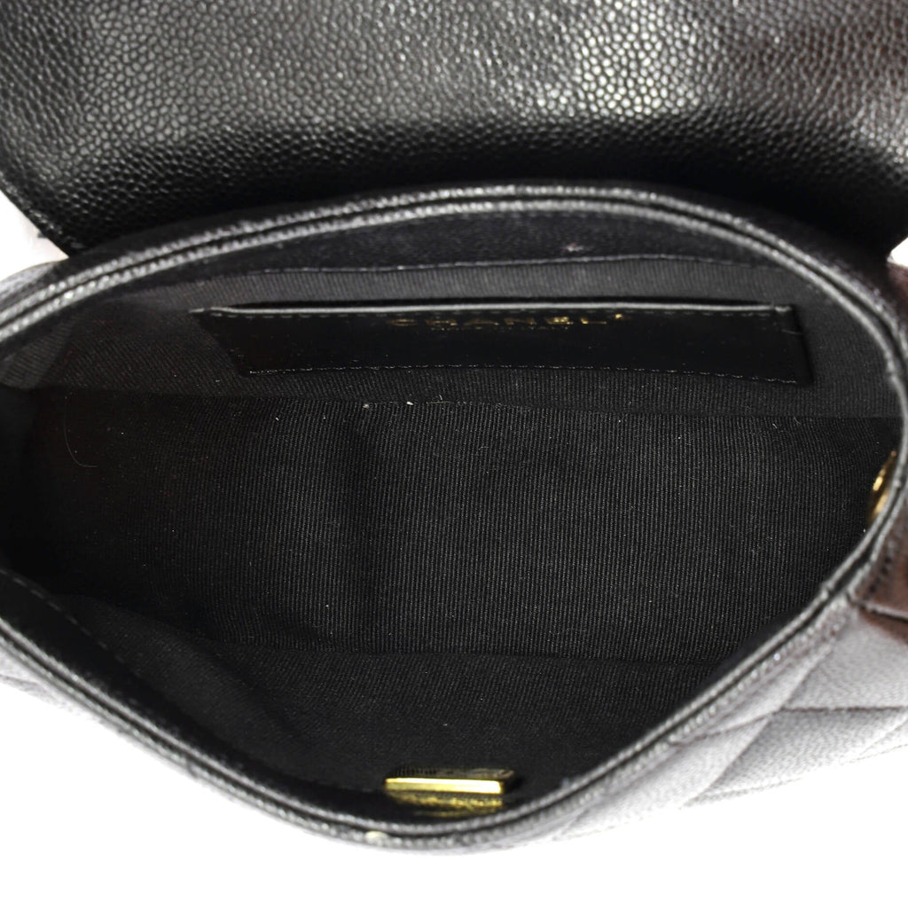 Timeless CC Curved Flap Messenger Bag Quilted Caviar Small