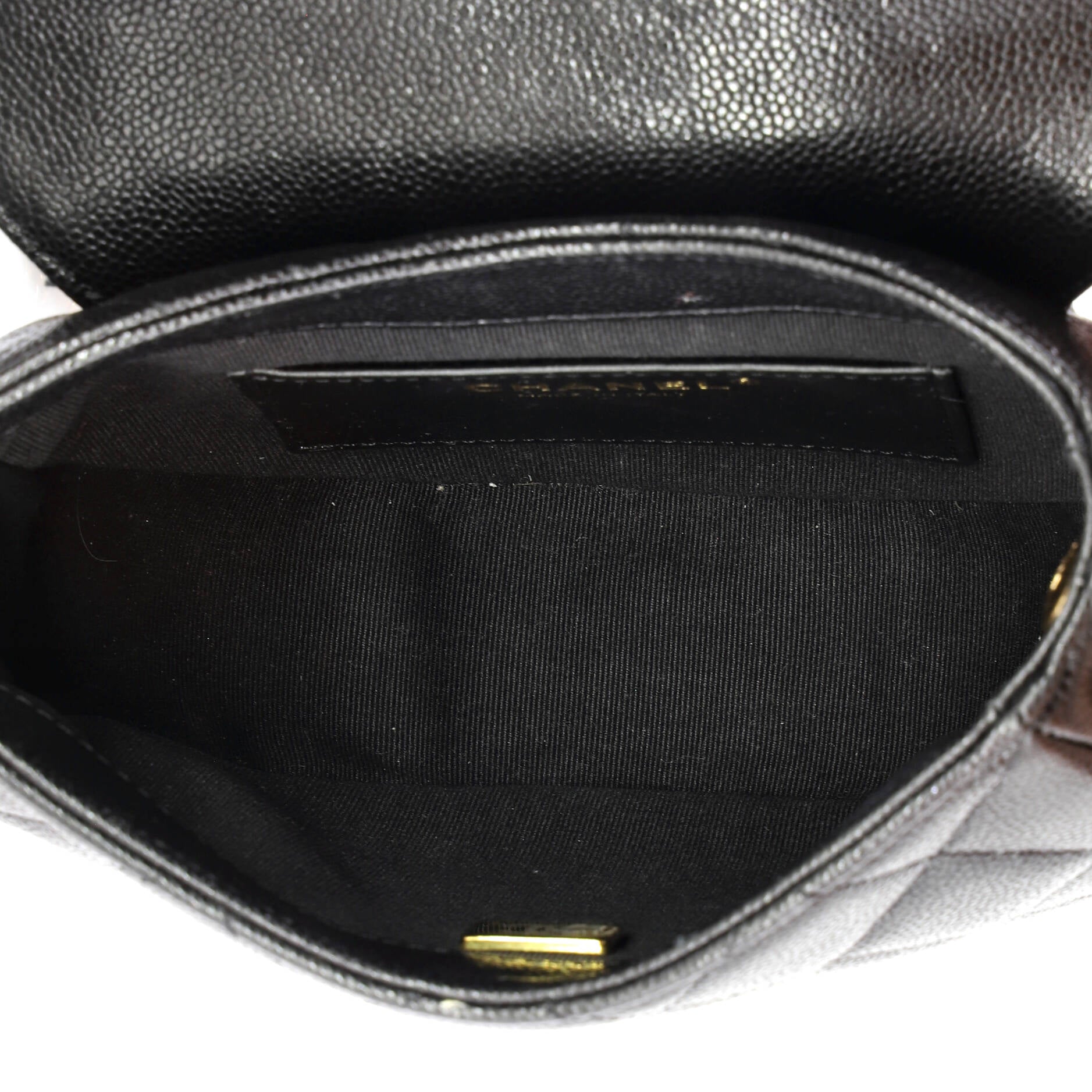 Timeless CC Curved Flap Messenger Bag Quilted Caviar Small