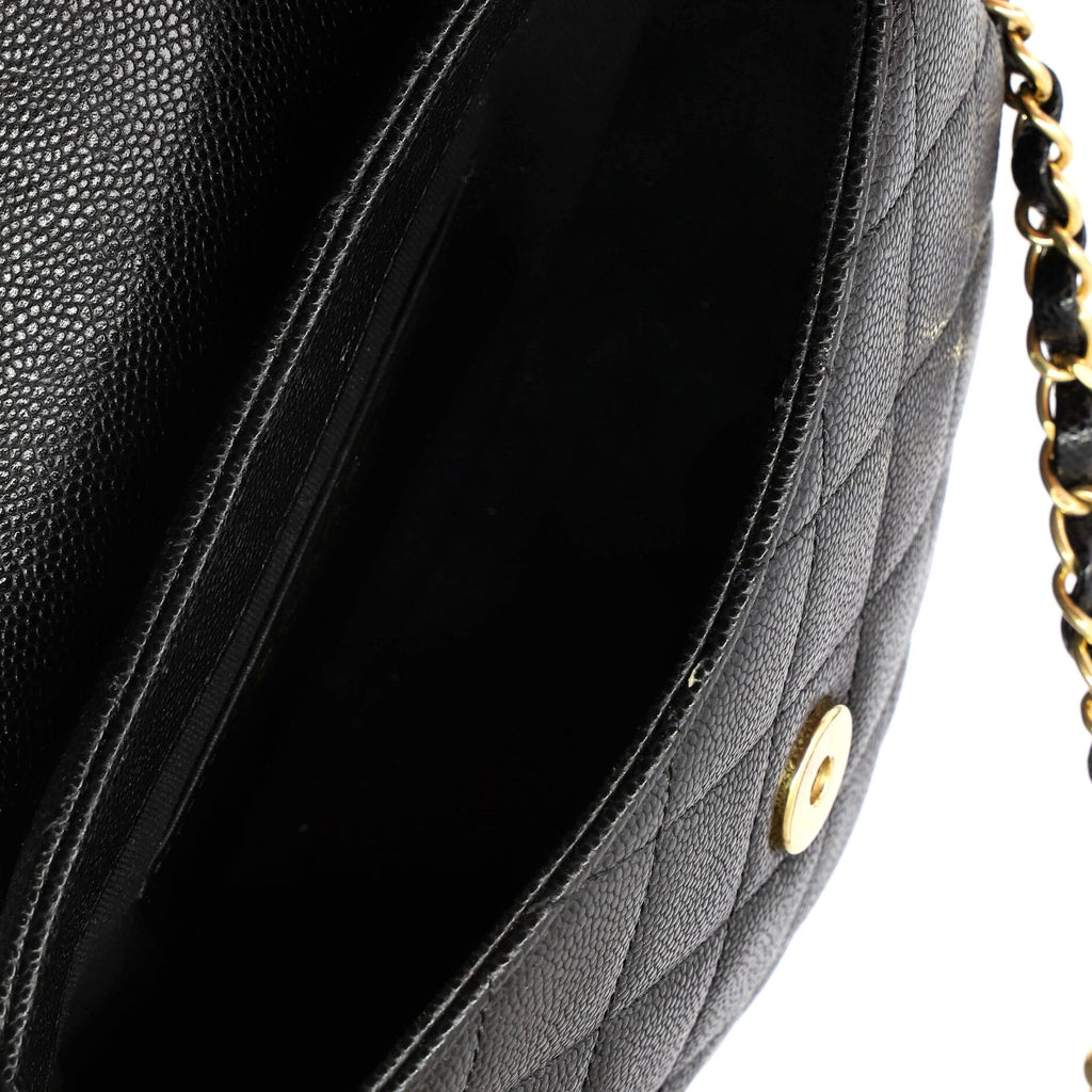 Timeless CC Curved Flap Messenger Bag Quilted Caviar Small