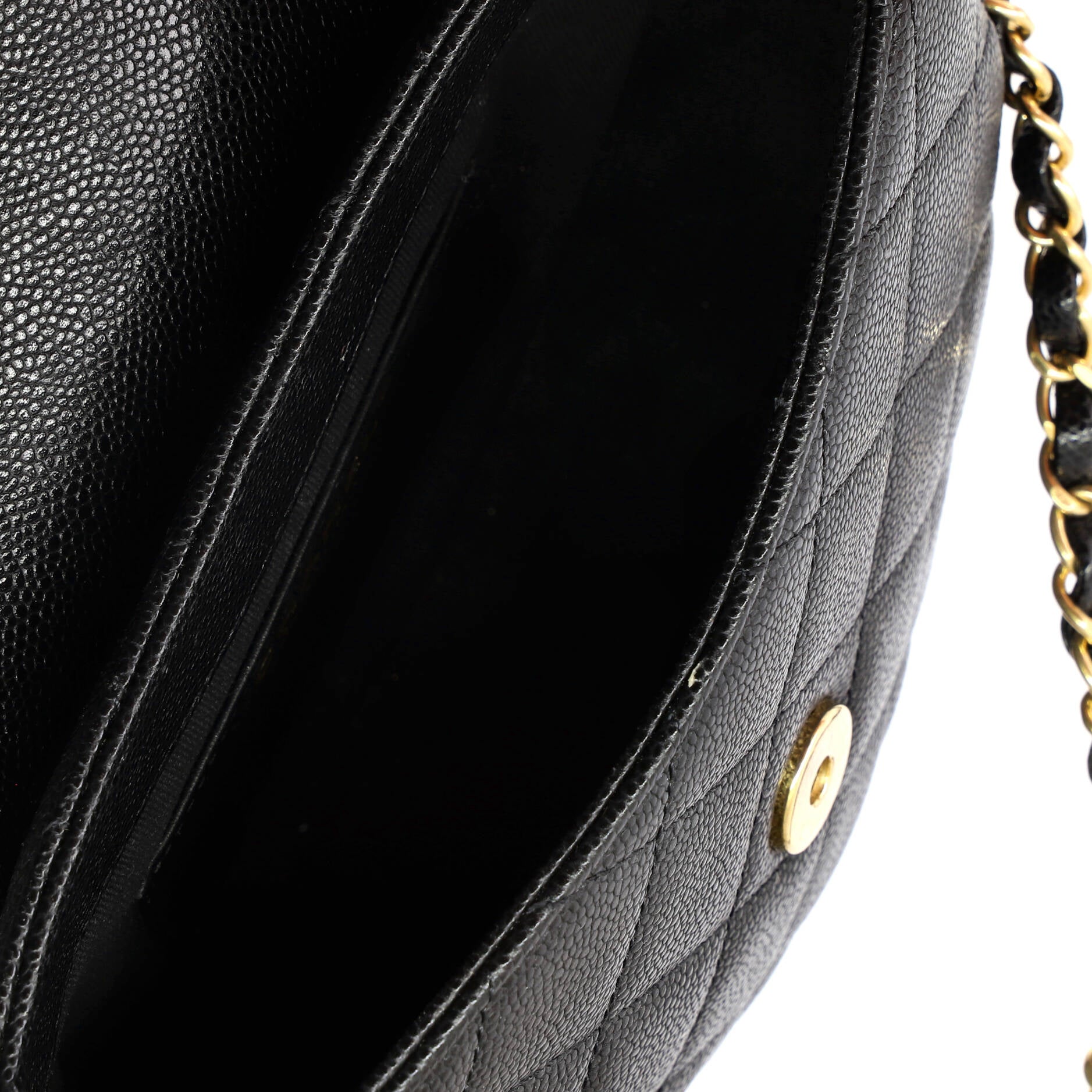 Timeless CC Curved Flap Messenger Bag Quilted Caviar Small