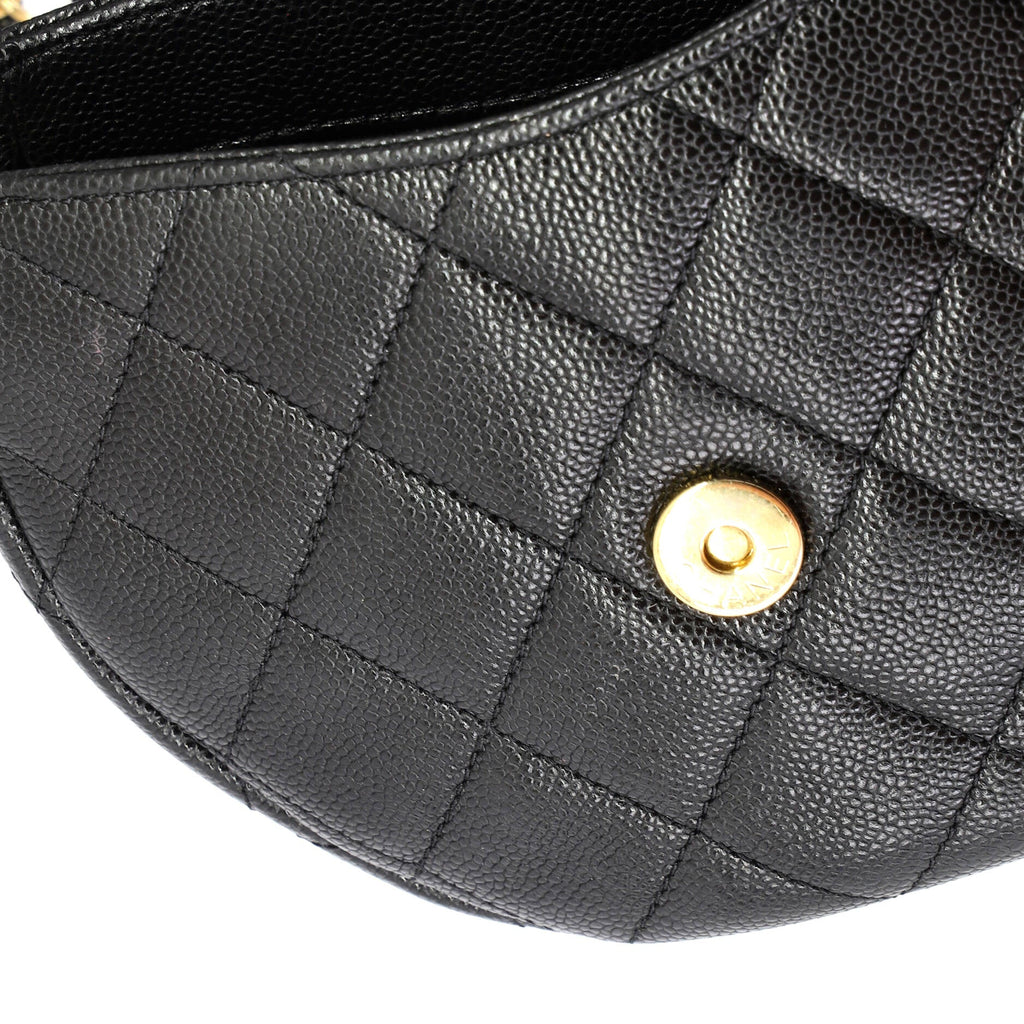 Timeless CC Curved Flap Messenger Bag Quilted Caviar Small