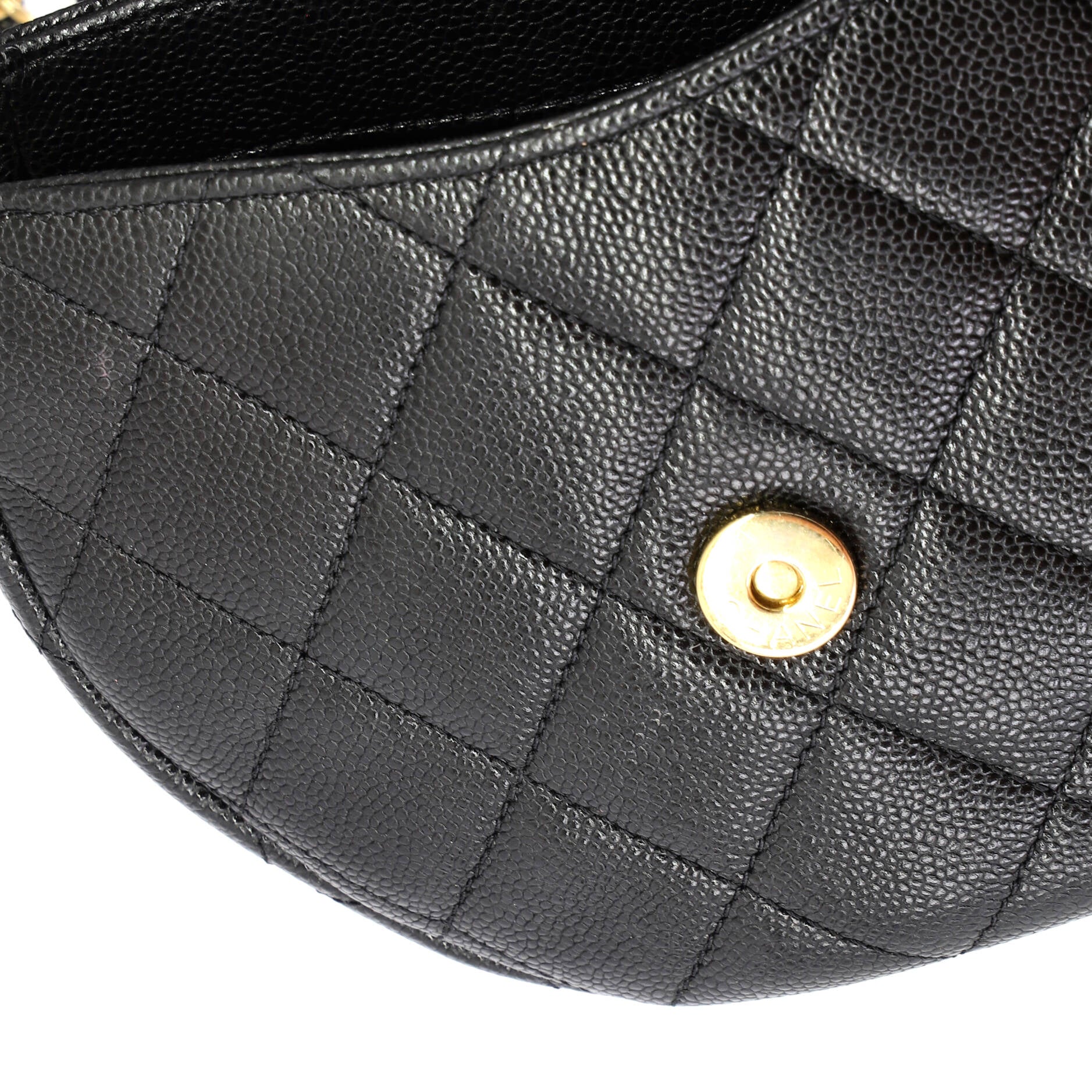 Timeless CC Curved Flap Messenger Bag Quilted Caviar Small
