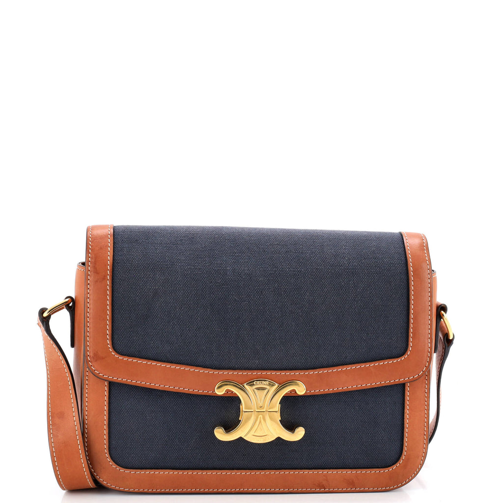 Triomphe Shoulder Bag Canvas with Leather Medium
