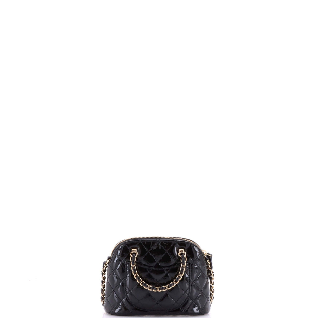 CC Dome Zip Crossbody Bag Quilted Patent Mini