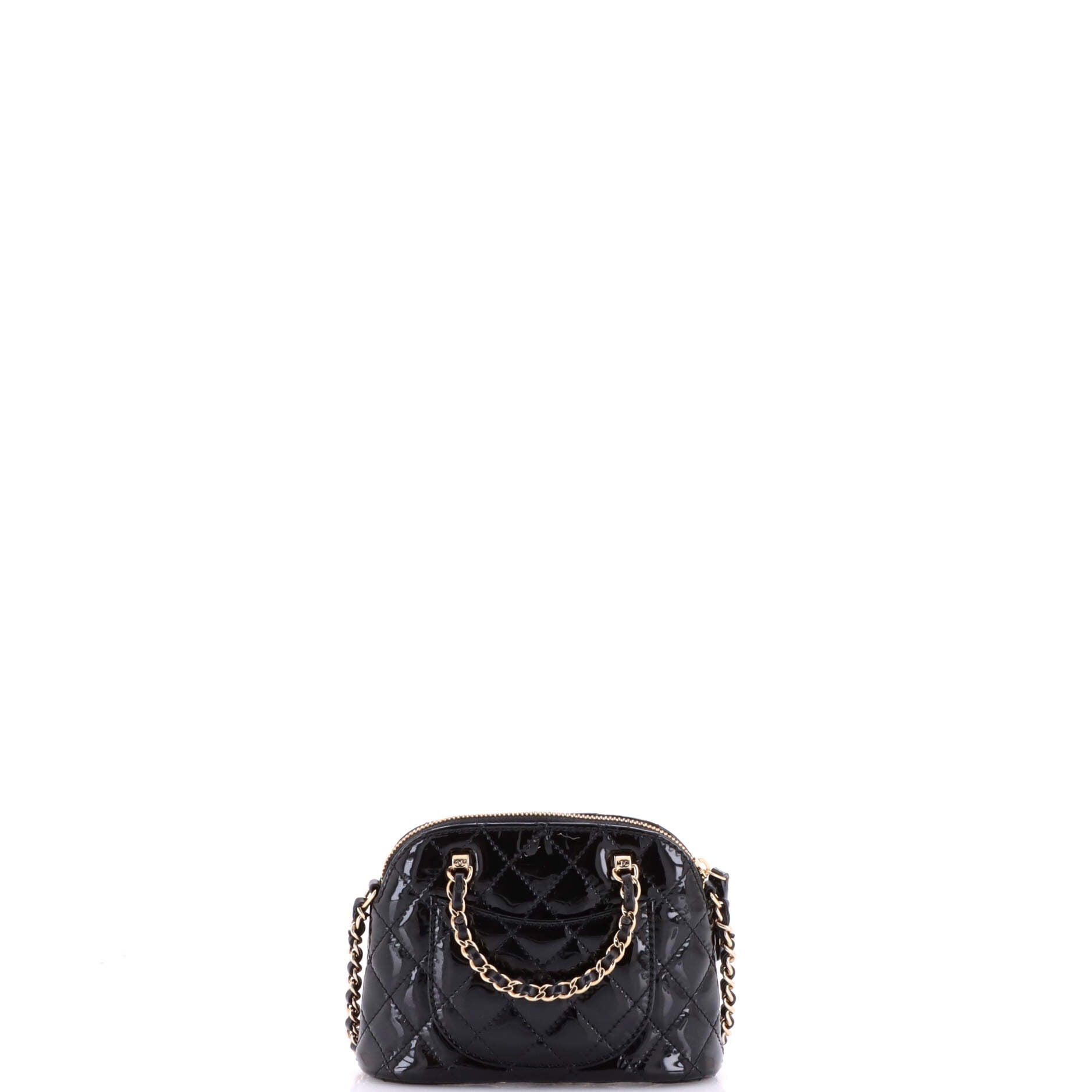 CC Dome Zip Crossbody Bag Quilted Patent Mini