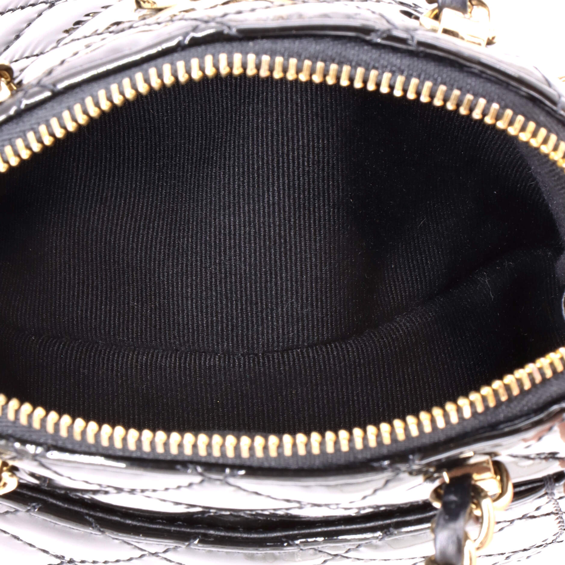 CC Dome Zip Crossbody Bag Quilted Patent Mini